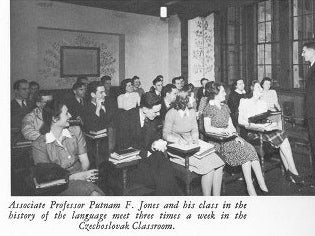 A photo of Professor Putman Jones teaching in a Nationality Room.