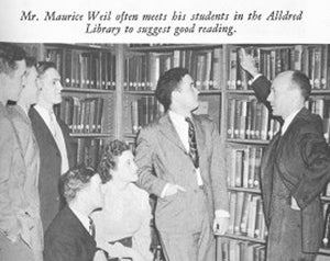 A photo of Maurice Weil with students. 