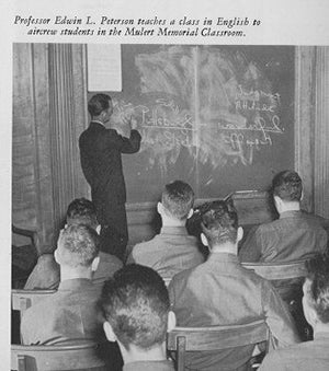 A photo of student soldiers in a class taught by Professor Edwin Peterson.