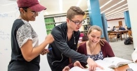 Students working together in the library